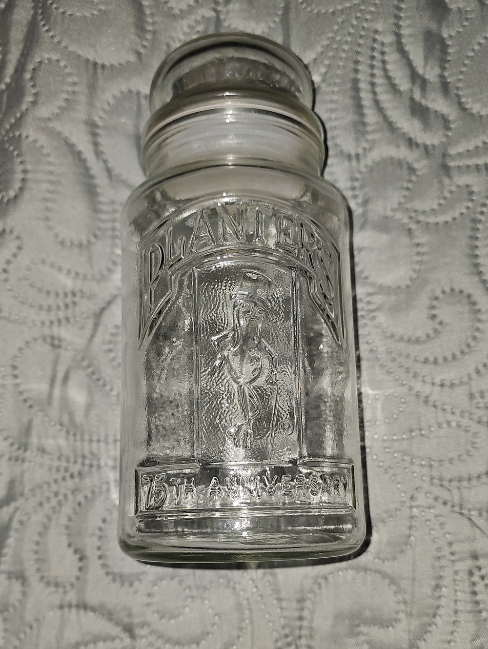1981 Planters Peanuts 75th Anniversary glass Jar